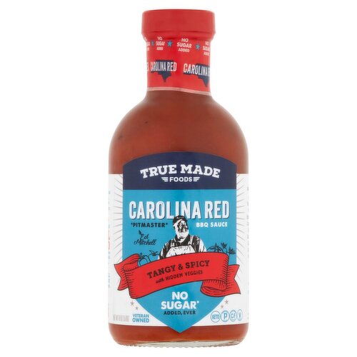 True Made Foods Carolina Red Tangy & Spicy No Sugar BBQ Sauce, 18 oz