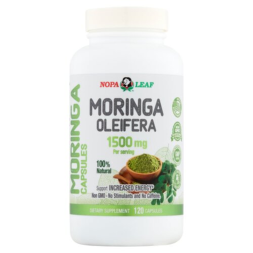 Nopa Leaf Moringa Oleifera Capsules Dietary Supplement, 120 count