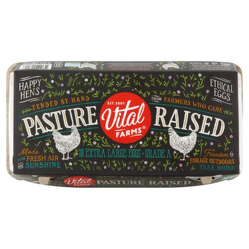 Vital Farms Pasture Raised XL Extra Large Eggs, 18 count