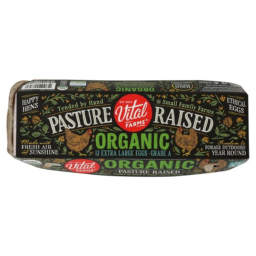 Vital Farms Pasture Raised Organic Extra Large Eggs, 12 count, 27 oz