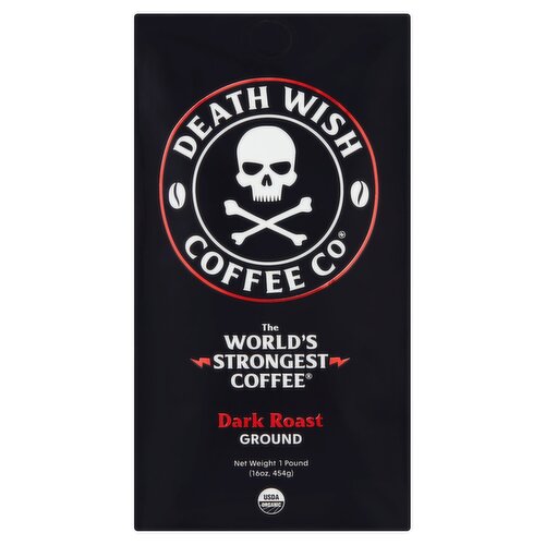 Death Wish Coffee Co Dark Roast Ground Coffee, 1 pound