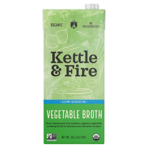 Kettle & Fire Organic Low Sodium Vegetable Broth, 32 oz