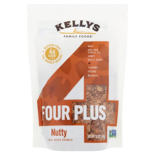 Kellys Family Foods Four Plus Nutty Granola, 12 oz