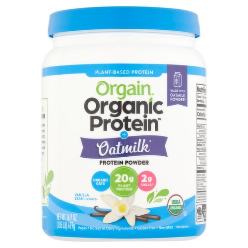 Orgain Organic Protein Oatmilk Vanilla Bean Flavored Protein Powder, 16.9 oz