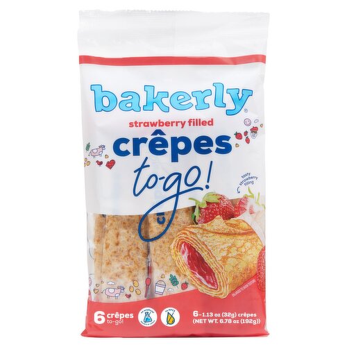 Bakerly Strawberry Filled Crêpes To-Go!, 1.13 oz, 6 count