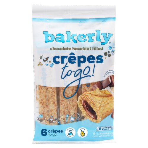 Bakerly Chocolate Hazelnut Filled Crêpes To-Go!, 1.13 oz, 6 count