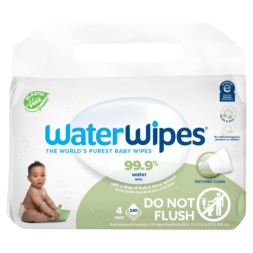 WaterWipes Baby Wipes, 60 count, 4 pack