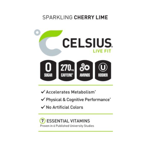 Celsius Live Fit Sparkling Cherry Limeade Energy Drink, 16 fl oz