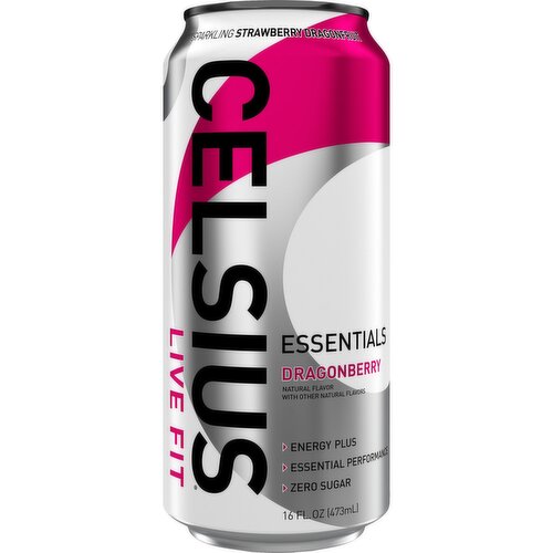 Celsius Live Fit Essentials Energy Drink Sparkling Strawberry Dragonfruit 16 Fl Oz