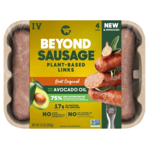 Beyond Meat Beyond Sausage Brat Original Plant-Based Sausage Links, 4 count, 14 oz