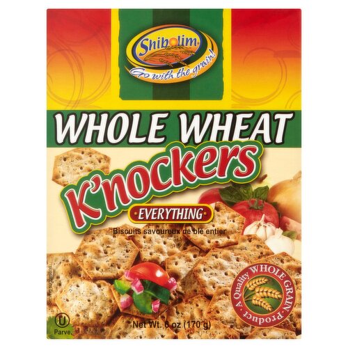 Shibolim K'nockers Whole Wheat Everything Biscuits, 6 oz