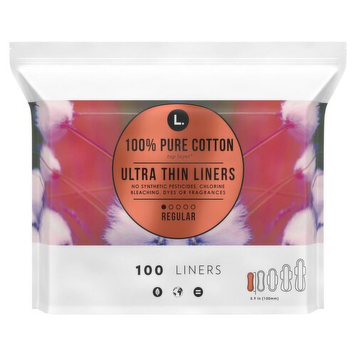 L. Chlorine Free Regular Ultra Thin Liners, 100 count