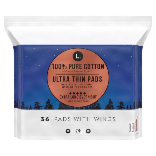 L. Extra Long Overnight Ultra Thin Pads with Wings, 36 count