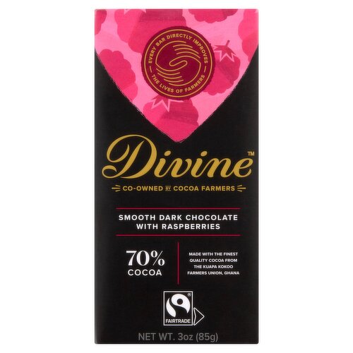 Divine Smooth Dark Chocolate with Raspberries, 3 oz