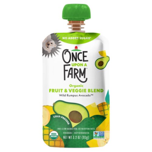 Once Upon a Farm Cold-Pressed Wild Rumpus Avocado Organic Fruit & Veggie Blend, 3.2 oz