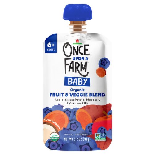 Once Upon a Farm Organic Fruit & Veggie Blend Baby Food, 6+ Months, 3.2 oz