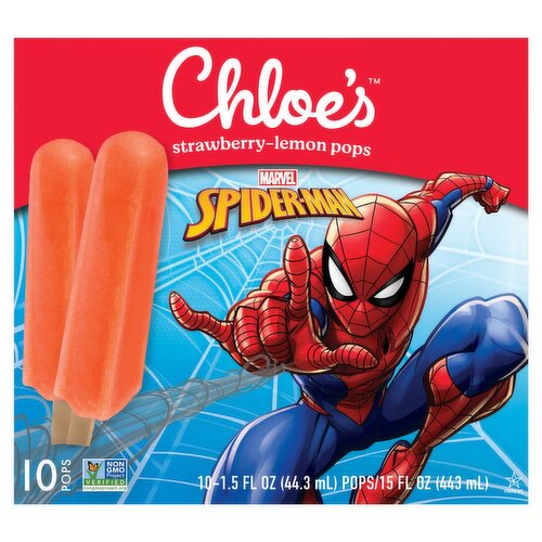 Chloe's Spider-Man Strawberry-Lemon Pops, 1.5 fl oz, 10 count