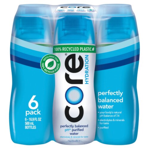 Core Hydration Purified Water, 16.9 fl oz, 6 count