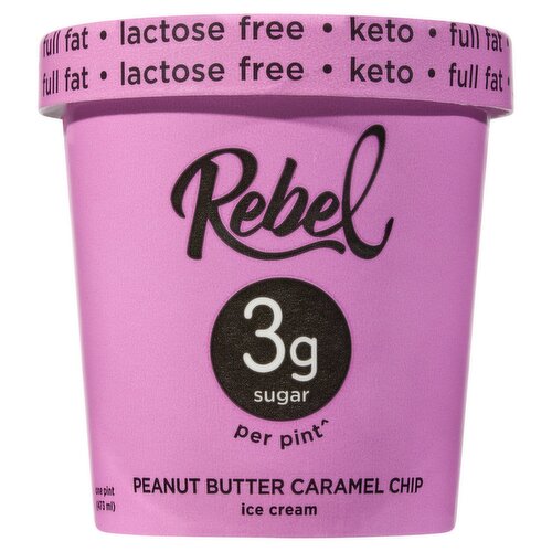 Rebel Peanut Butter Caramel Chip Ice Cream, one pint