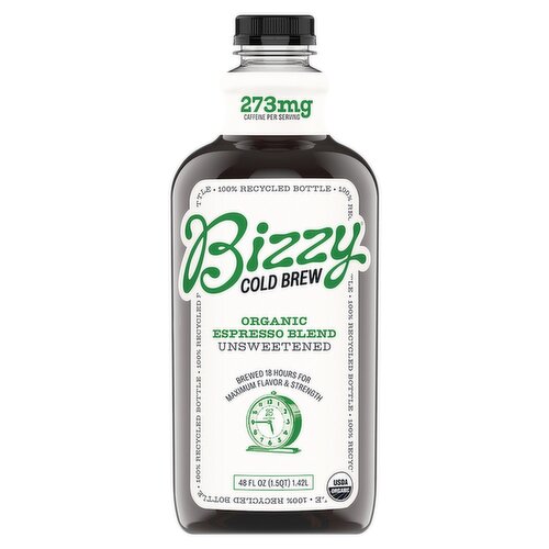 Bizzy Unsweetened Organic Espresso Blend Cold Brew, 48 fl oz