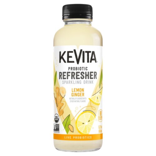 KeVita Probiotic Refresher with Water Kefir Lemon Ginger Sparkling Drink, 15.2 fl oz