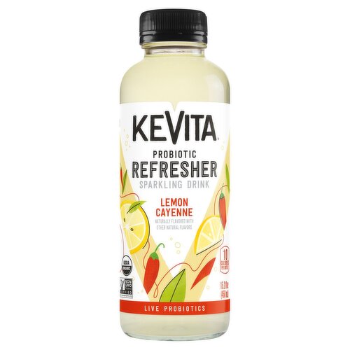 KeVita Probiotic Refresher with Water Kefir Lemon Cayenne Sparkling Drink, 15.2 fl oz
