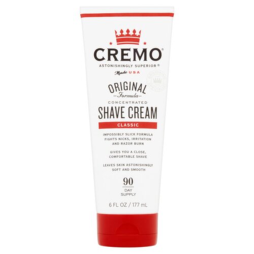 Cremo Astonishingly Superior Classic Concentrated Shave Cream, 6 fl oz