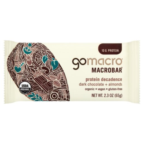 GoMacro Protein Decadence Dark Chocolate + Almonds Macrobar, 2.3 oz