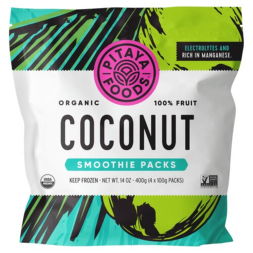 Pitaya Foods Organic 100% Fruit Coconut Smoothie Packs, 14 oz, 4 count