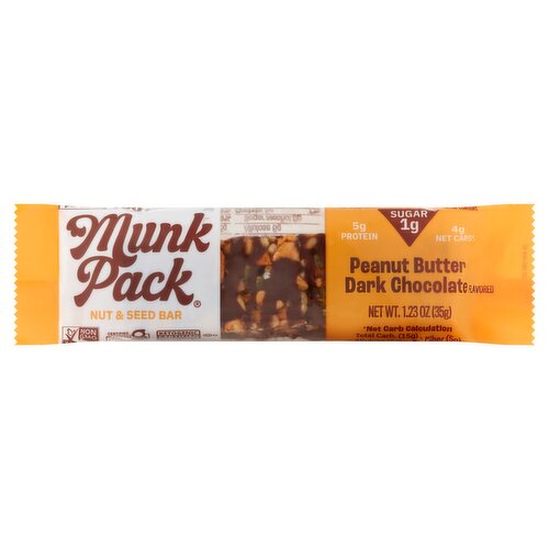 Munk Pack Peanut Butter Dark Chocolate Flavored Nut & Seed Bar, 1.23 oz