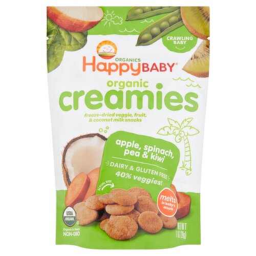 Happy Baby Organics Organic Creamies Freeze-Dried Veggie, Fruit, & Coconut Milk Snacks, 1 oz