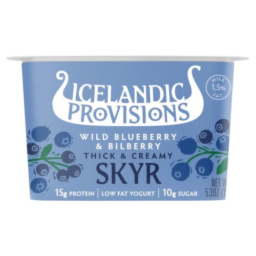 Icelandic Provisions Wild Blueberry & Bilberry Thick & Creamy Skyr Low Fat Yogurt, 5.3 oz