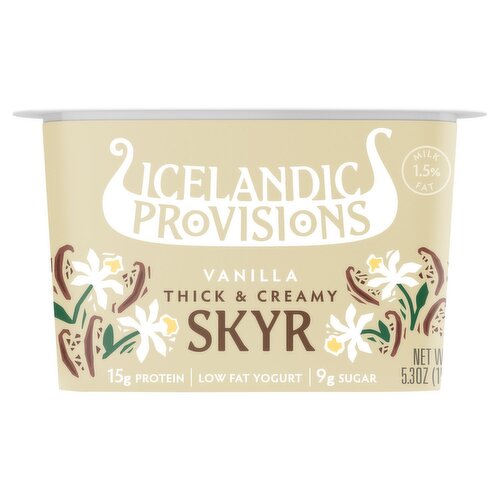 Icelandic Provisions Vanilla Thick & Creamy Skyr Low Fat Yogurt, 5.3 oz