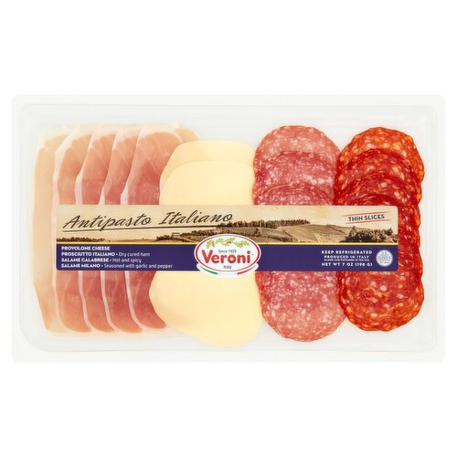 Veroni Provolone Cheese, Prosciutto Italiano, Salame Calabrese & Milano Antipasto Italiano, 7 oz