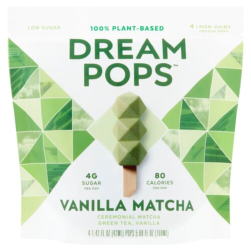 Dream Pops Vanilla Matcha Non-Dairy Frozen Pops, 1.42 fl oz, 4 count