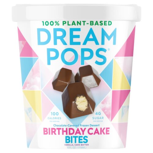 Dream Pops Birthday Cake Bites Chocolate-Covered Frozen Dessert, 4 fl oz