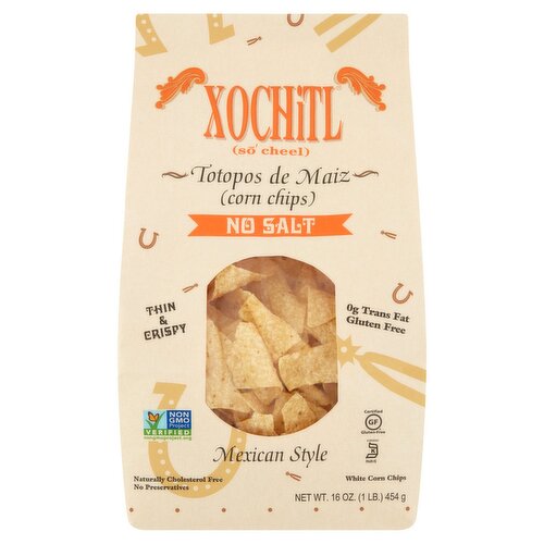 Xochitl No Salt Mexican Style White Corn Chips, 16 oz