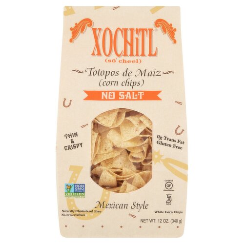 Xochitl Mexican Style No Salt White Corn Chips, 12 oz