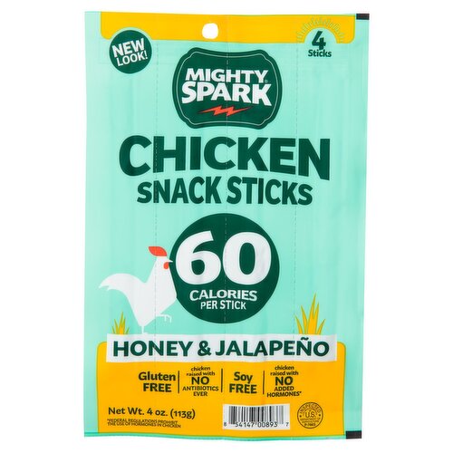 Mighty Spark Honey & Jalapeño Chicken Snack Sticks, 4 count, 4 oz