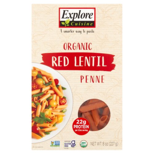 Explore Cuisine Organic Red Lentil Penne Pasta, 8 oz