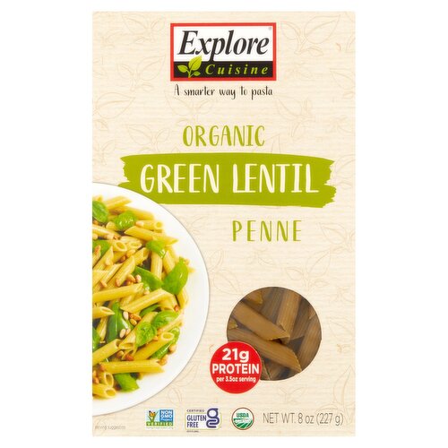 Explore Cuisine Organic Green Lentil Penne Pasta, 8 oz