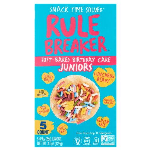 Rule Breaker Juniors Soft-Baked Birthday Cake, 0.9 oz, 5 count