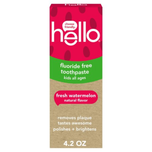 Hello Kids All Ages Fresh Watermelon Fluoride Free Toothpaste, 4.2 oz