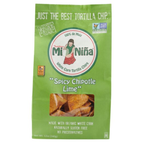 Mi Niña ''Spicy Chipotle Lime'' White Corn Tortilla Chips, 12 oz