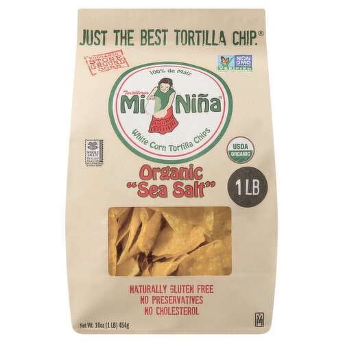 Mi Niña Organic "Sea Salt" White Corn Tortilla Chips, 16 oz