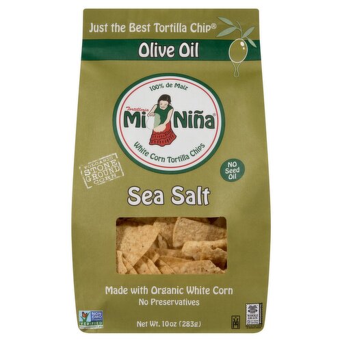 Tortilleria Mi Niña Olive Oil Sea Salt White Corn Tortilla Chips, 10 oz