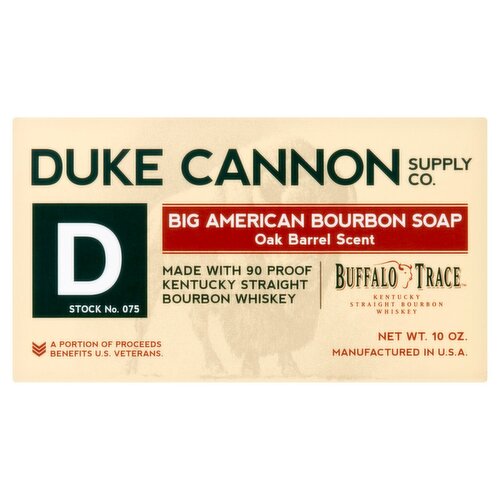 Duke Cannon Supply Co. Buffalo Trace Stock No. 075 Oak Barrel Scent Big American Bourbon Soap, 10 oz