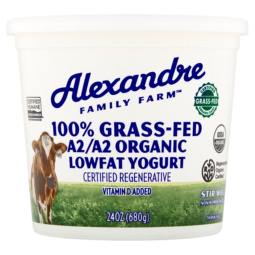 Alexandre Family Farm 100% Grass-Fed A2/A2 Organic Lowfat Yogurt, 24 oz