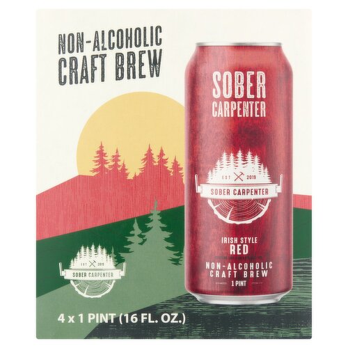 Sober Carpenter Irish Style Red Non-Alcoholic Craft Brew, 16 fl oz, 4 count