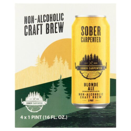 Sober Carpenter Blonde Ale Non-Alcoholic Craft Brew, 16 fl oz, 4 count